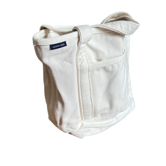 Lands End Medium Natural Open Top Canvas Tote Bag - Picture 2 of 12